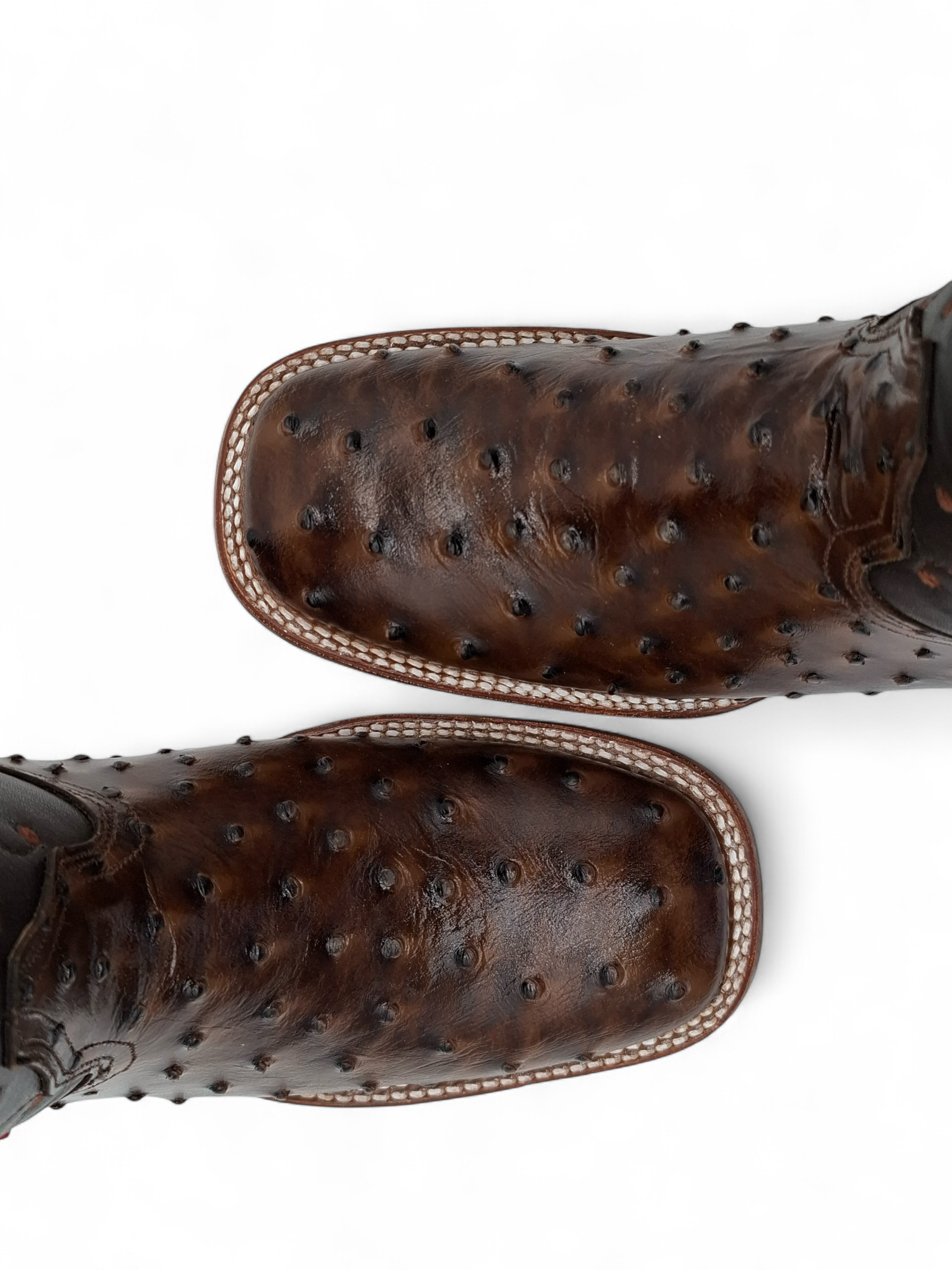 BOTA BIG BULL UNISEX AVESTRUZ AFRICANA COLOR  CHOCOLATE TACON RECTO TUBO ITALO CAFE 0018