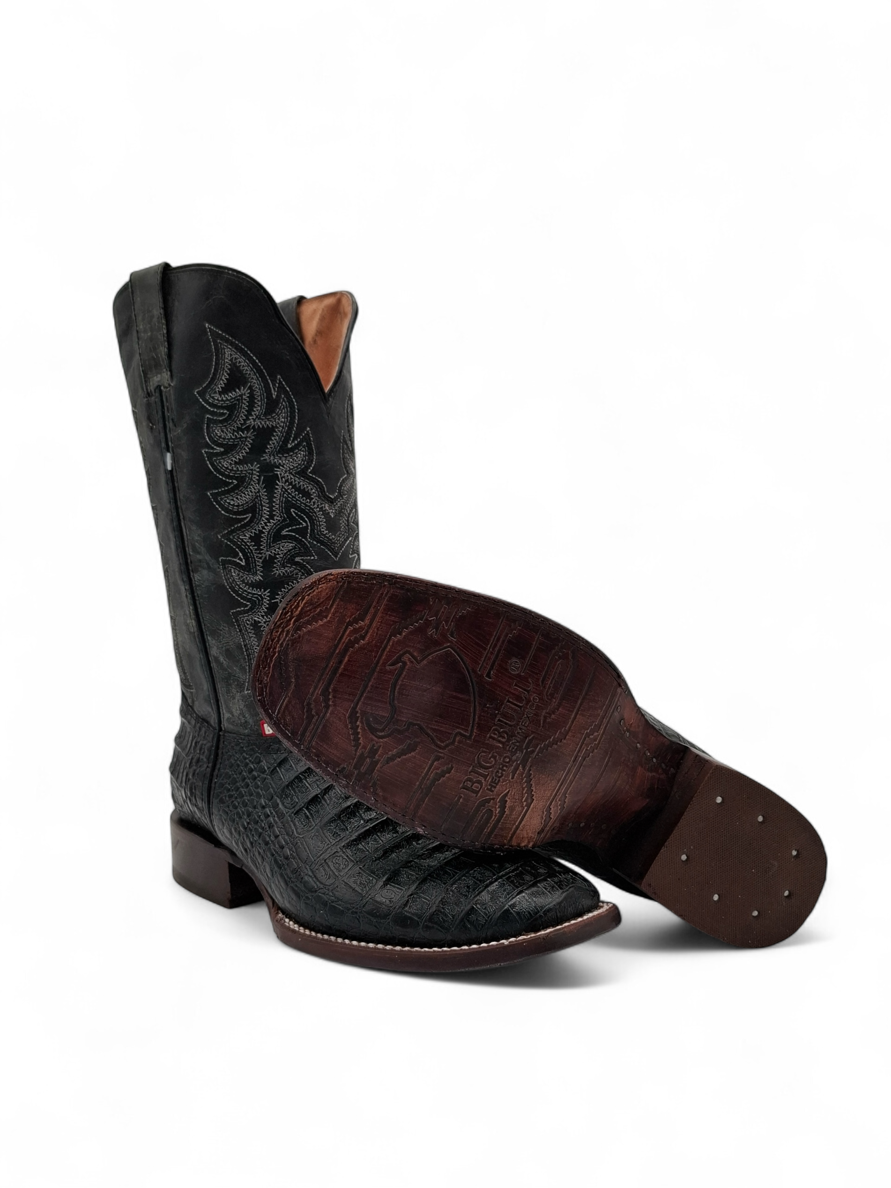 BOTA BIG BULL CABALLERO LOMO PECHO NEGRO TUBO CRATER NEGRO TACON RECTO 0022