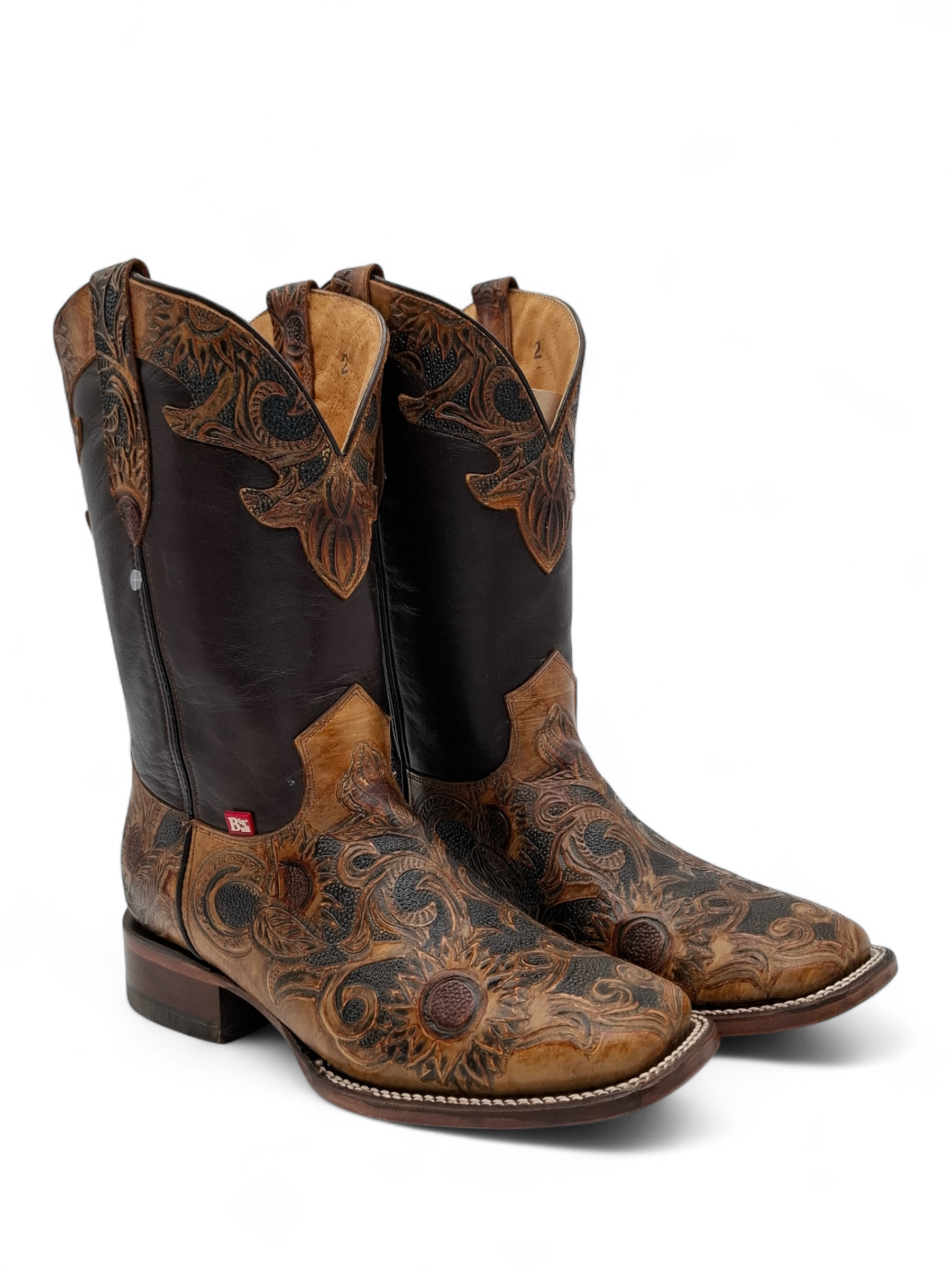 BOTA BIG BULL DAMA BUCKAR CINCELADA GIRAZOL TACON RECTO 0015