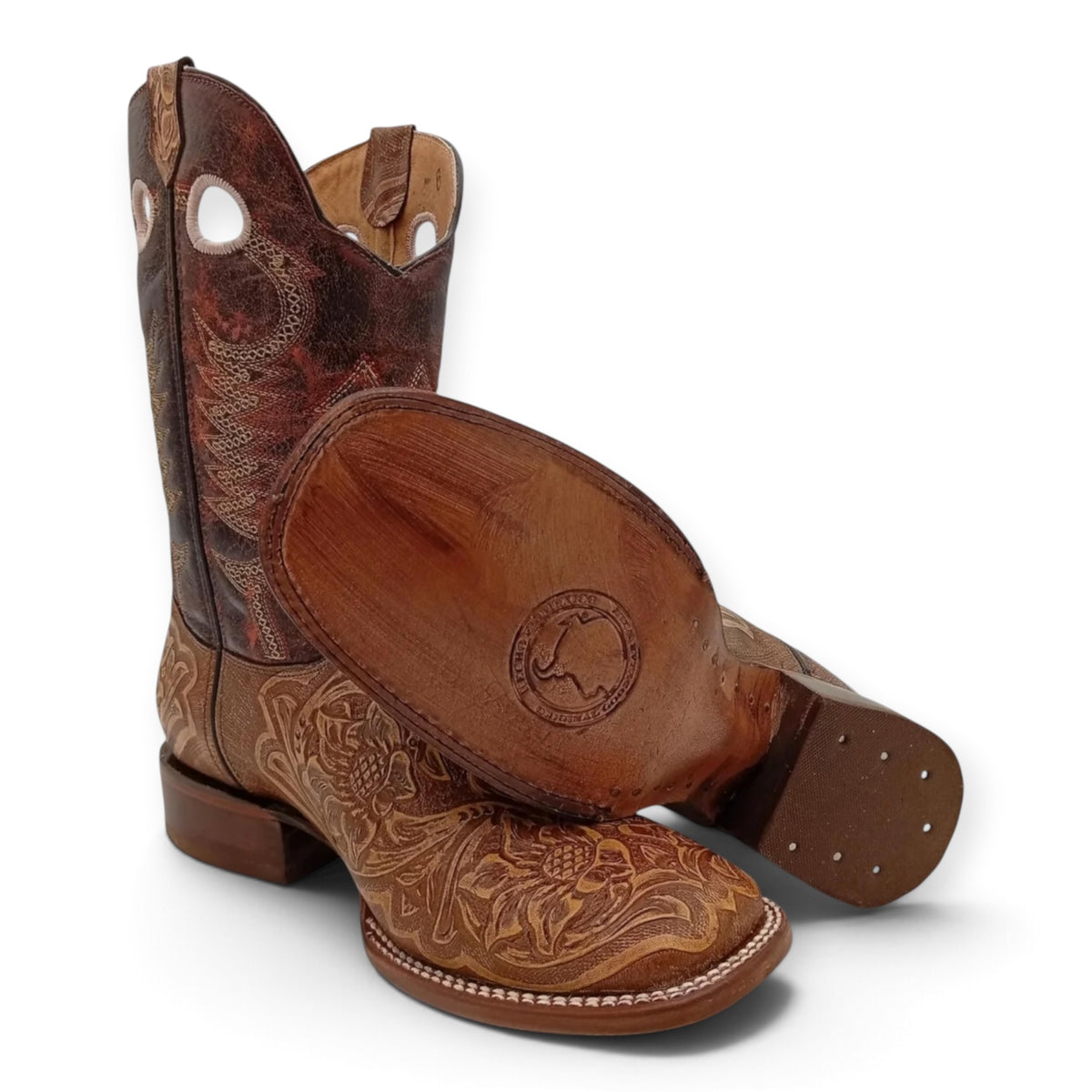 BOTA BIG BULL CINCELADA MIEL SUELA DE CUERO CABALLERO