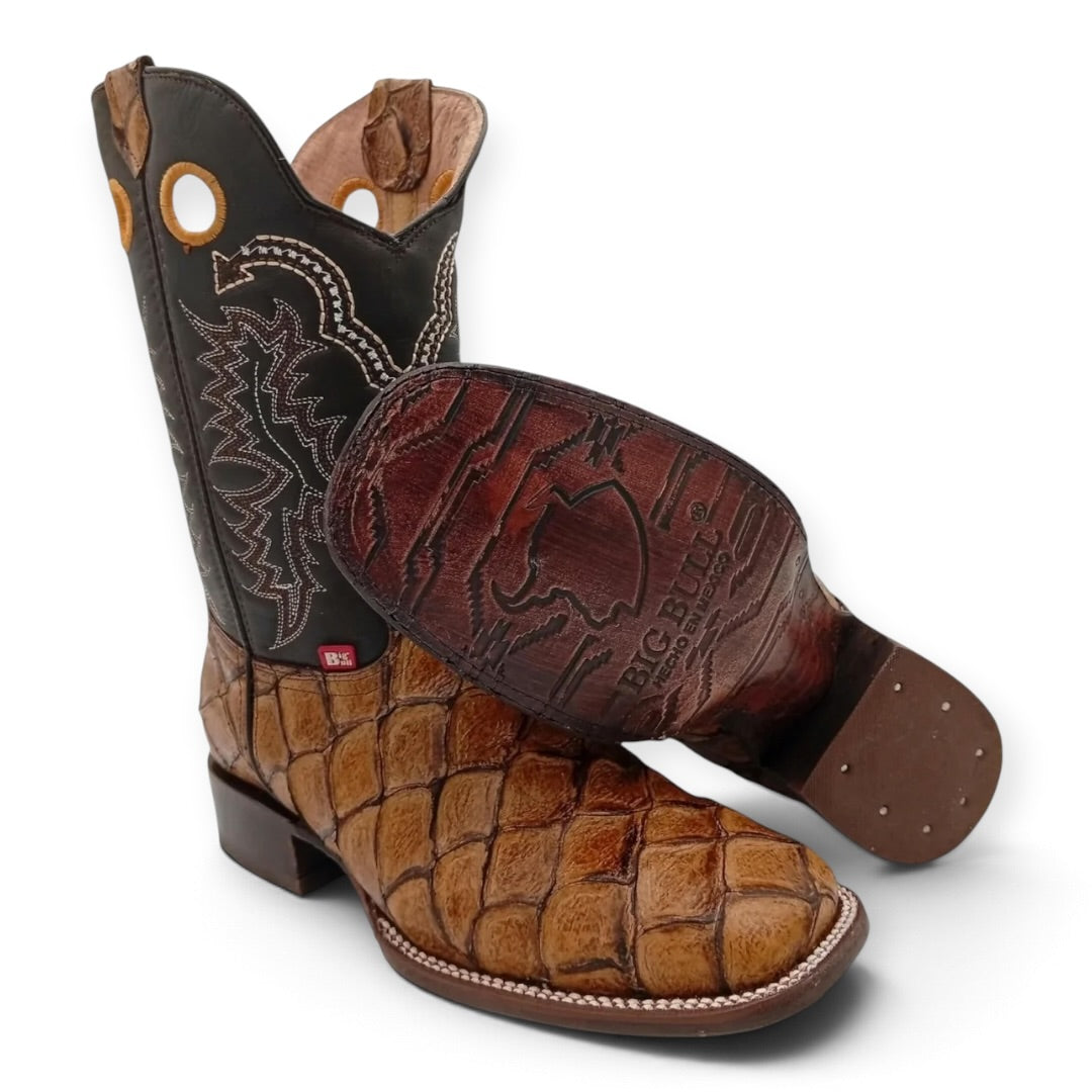 BOTA BIG BULL PIRARUCU FILETEADO CAPUCHINO, SUELA DE CUERO CABALLERO