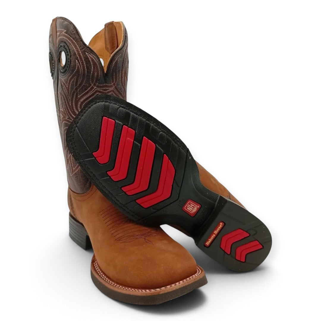 BOTA NOKOTA HORSE MORGAN BULL CRAZY MIEL CABALLERO CON SUELA DE HULE