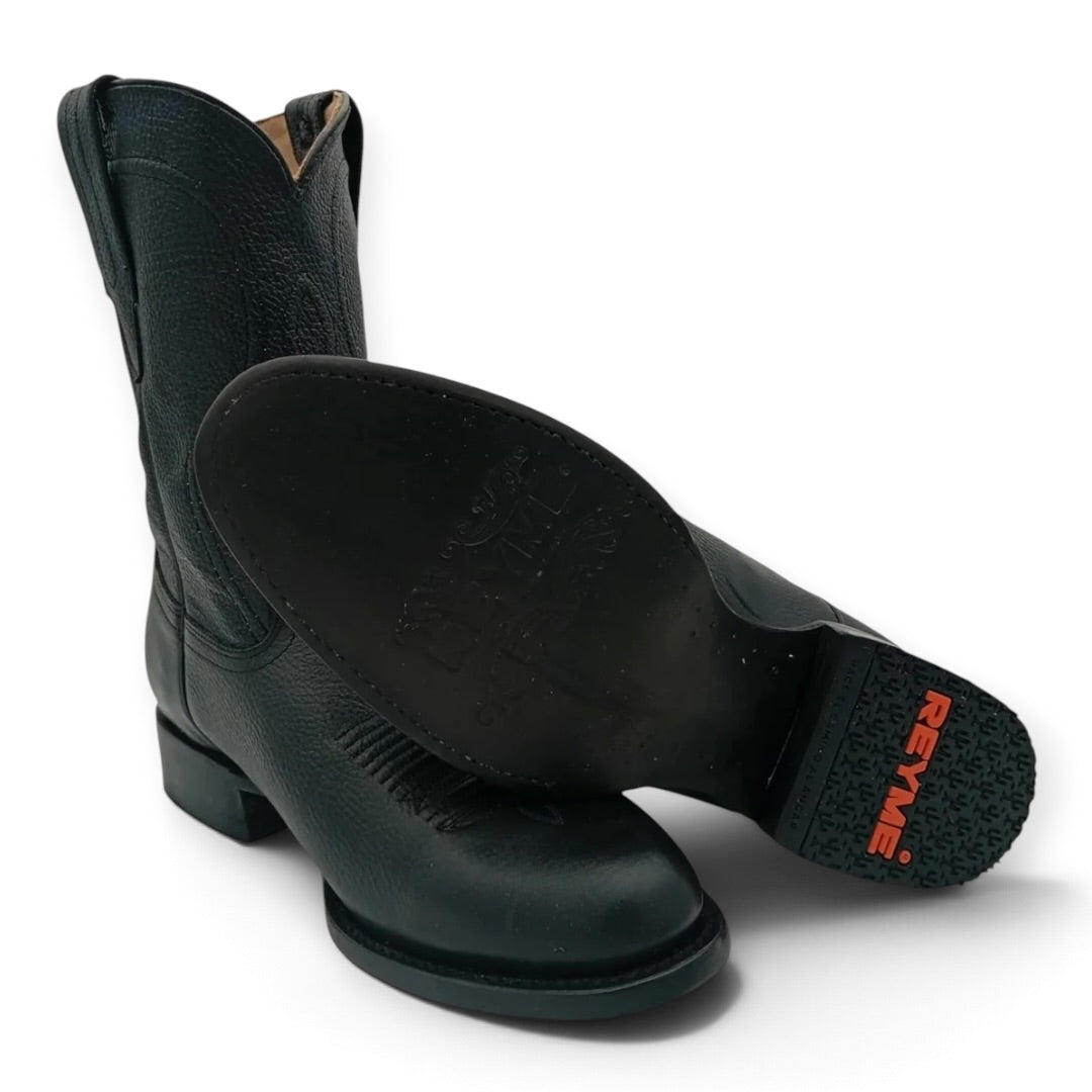 BOTA REYME BRUMA NEGRO OVAL SUELA DE CUERO CABALLERO