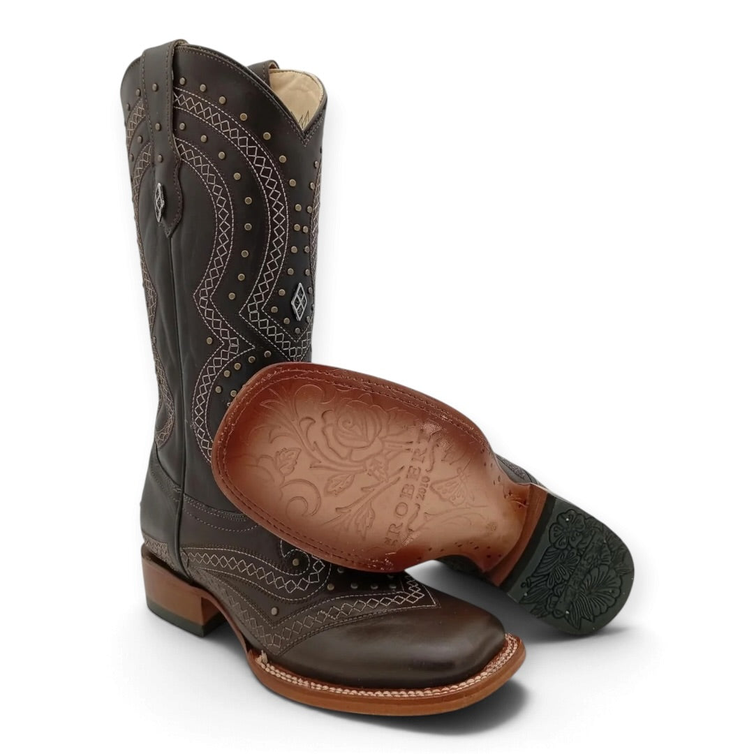BOTA ROBERT ATANADO CAFE SUELA DE CUERO DAMA