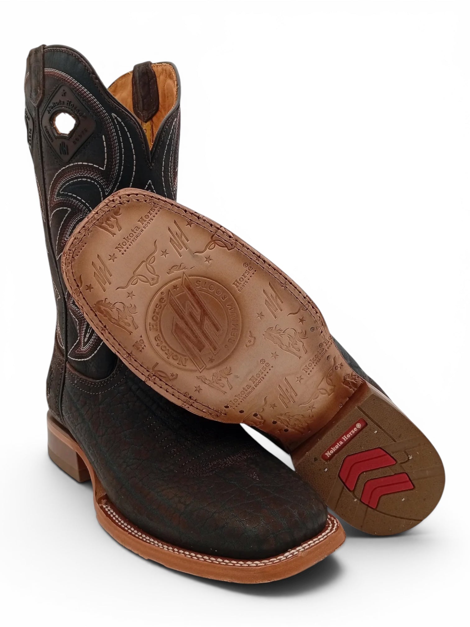 BOTA NOKOTA HORSE CUELLO DE TORO CAFE TABACO SUELA DE CUERO CABALLERO