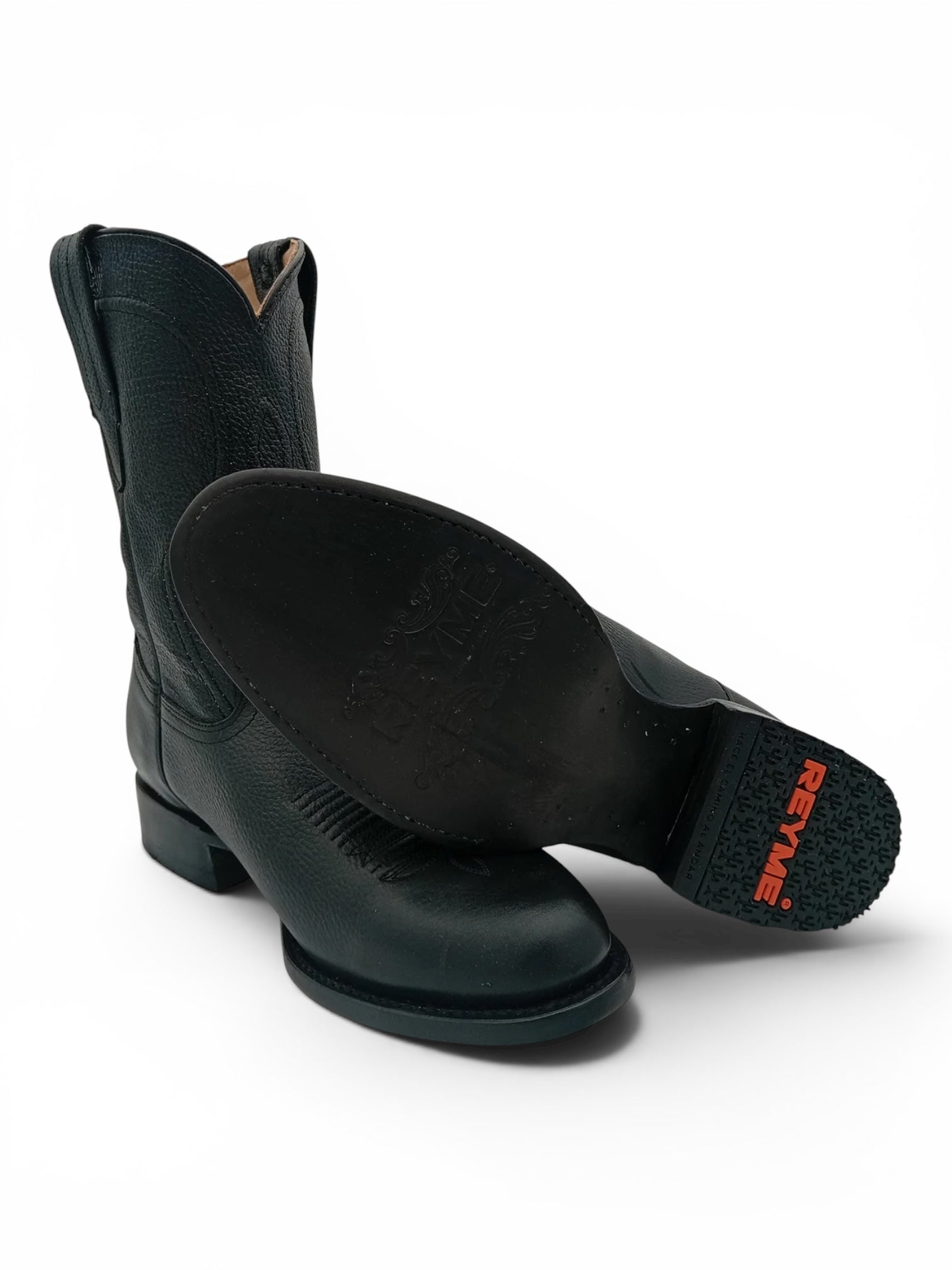 BOTA REYME BRUMA NEGRO OVAL SUELA DE CUERO CABALLERO
