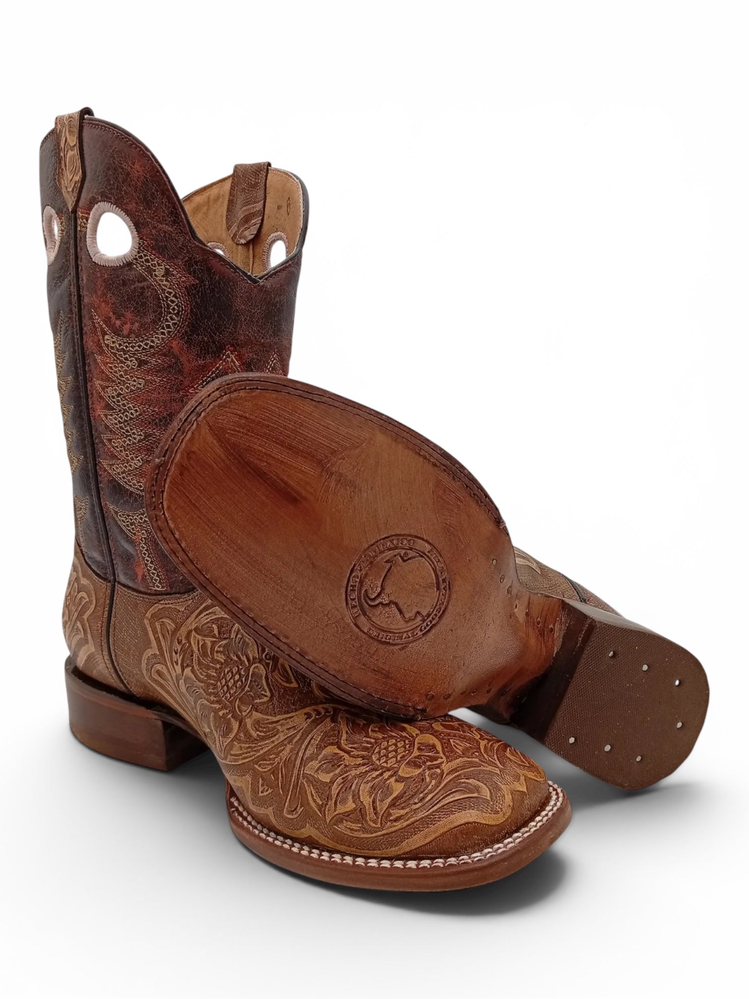 BOTA BIG BULL CINCELADA MIEL SUELA DE CUERO CABALLERO
