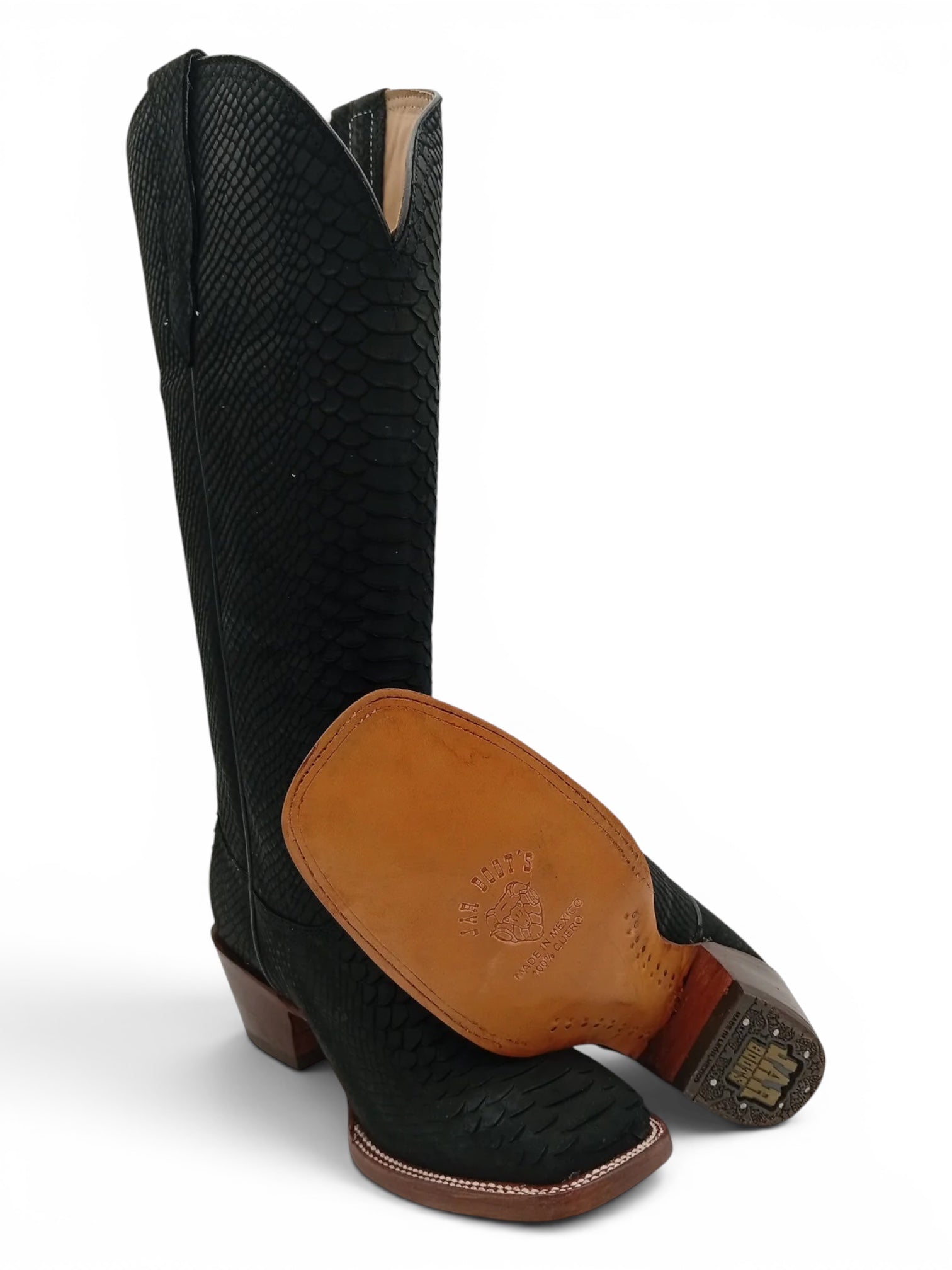 BOTA JAR BOOTS BUCKAR PITHON BUCK NEGRO TUBO ALTO DAMA