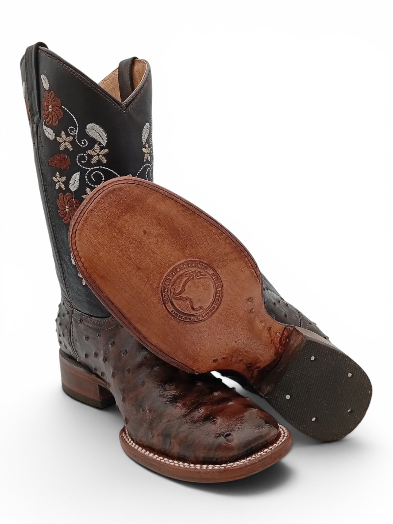 BOTA BIG BULL AVESTRUZ CHOCO DAMA SUELA DE CUERO