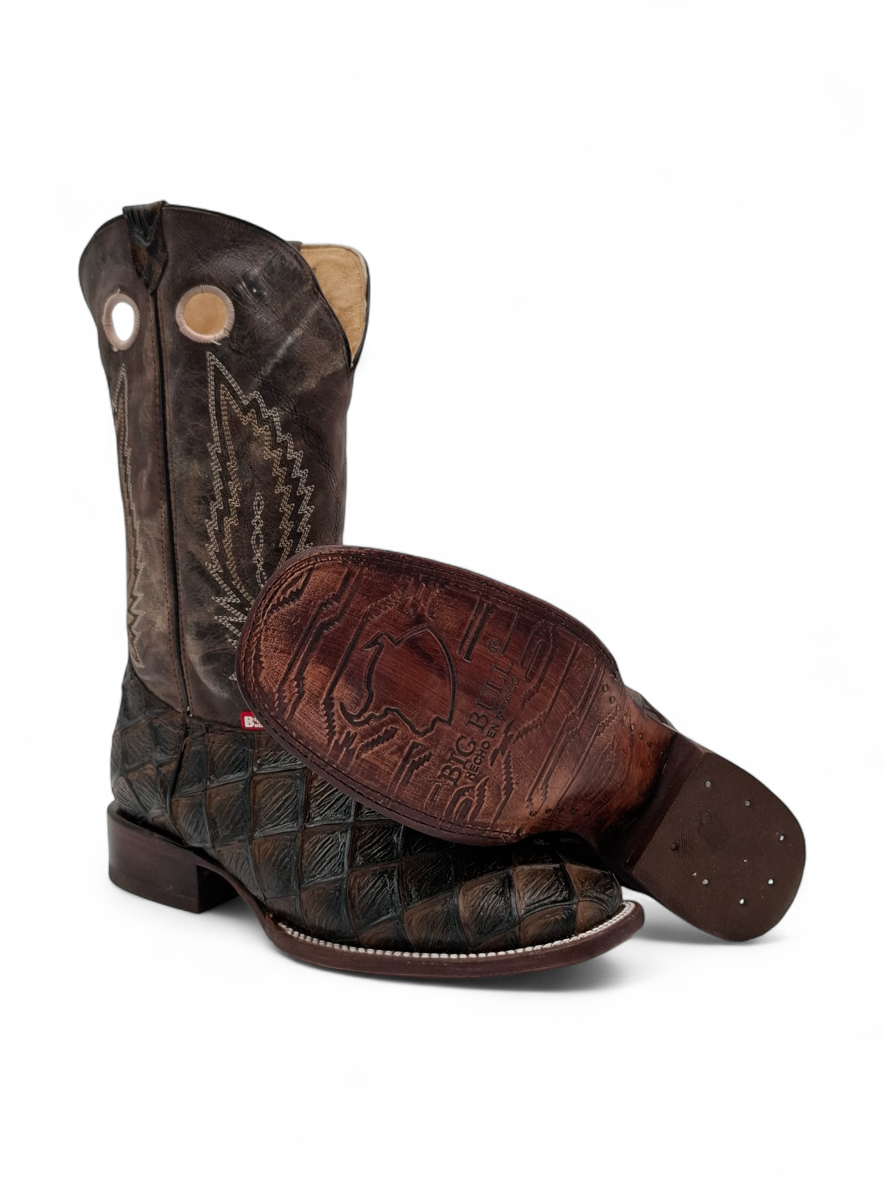 BOTA BIG BULL CABALLERO GRABADO PIRARUCU CHOCO 0029