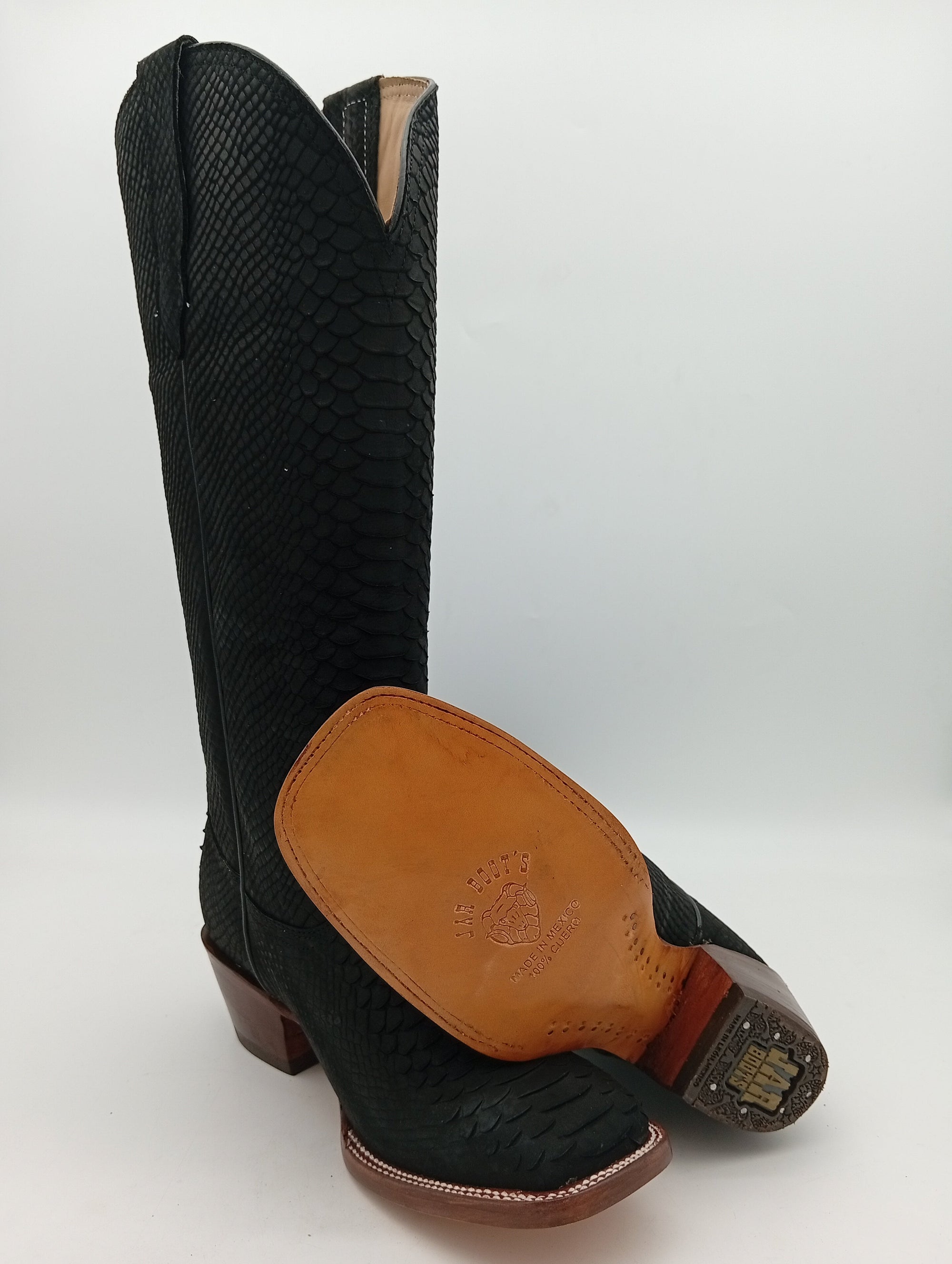BOTA JAR BOOTS BUCKAR PITHON BUCK NEGRO TUBO ALTO DAMA