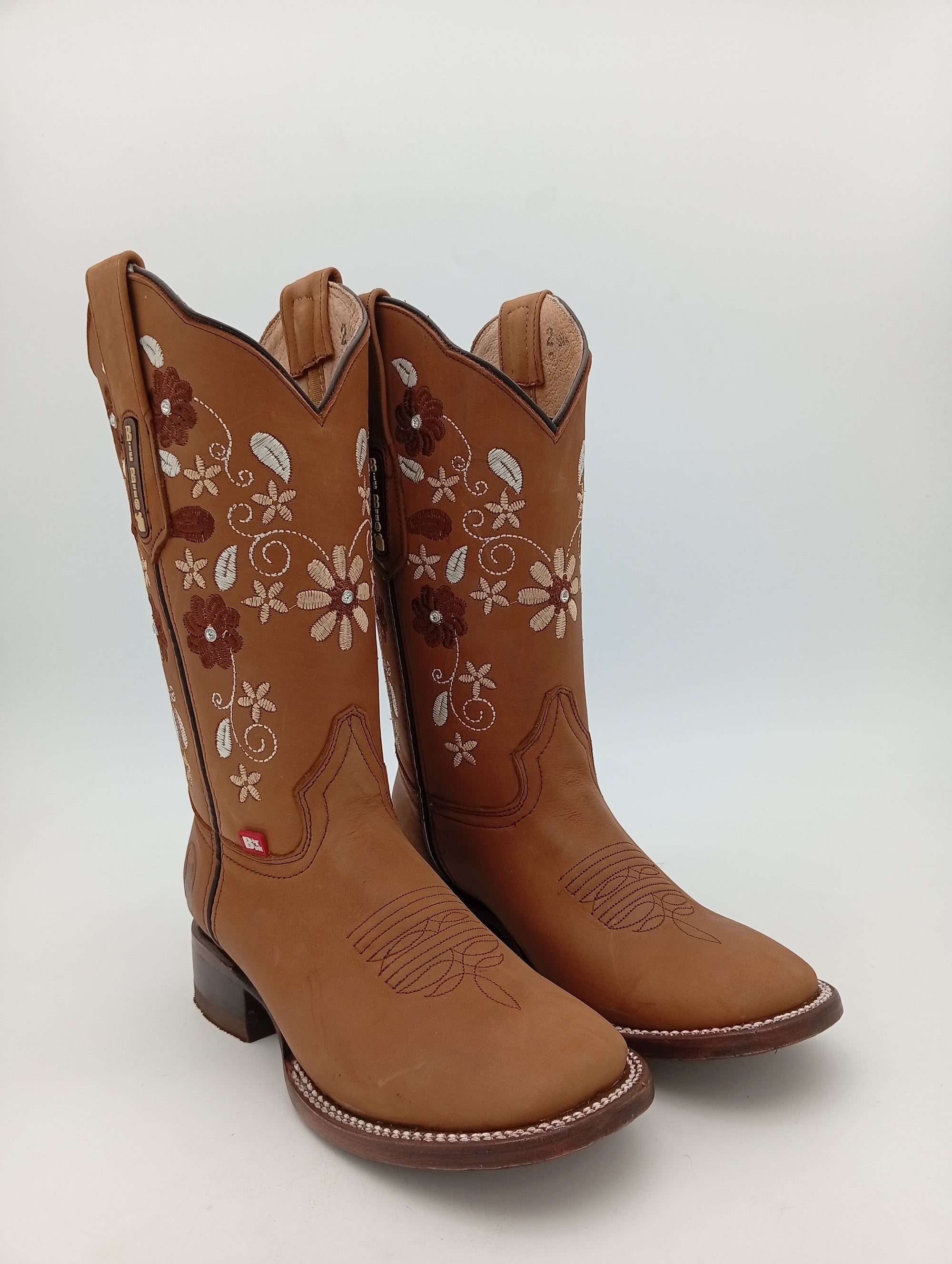 BOTA BIG BULL CRAZY TABACO FLORES CAFE SUELDA DE CUERO DAMA