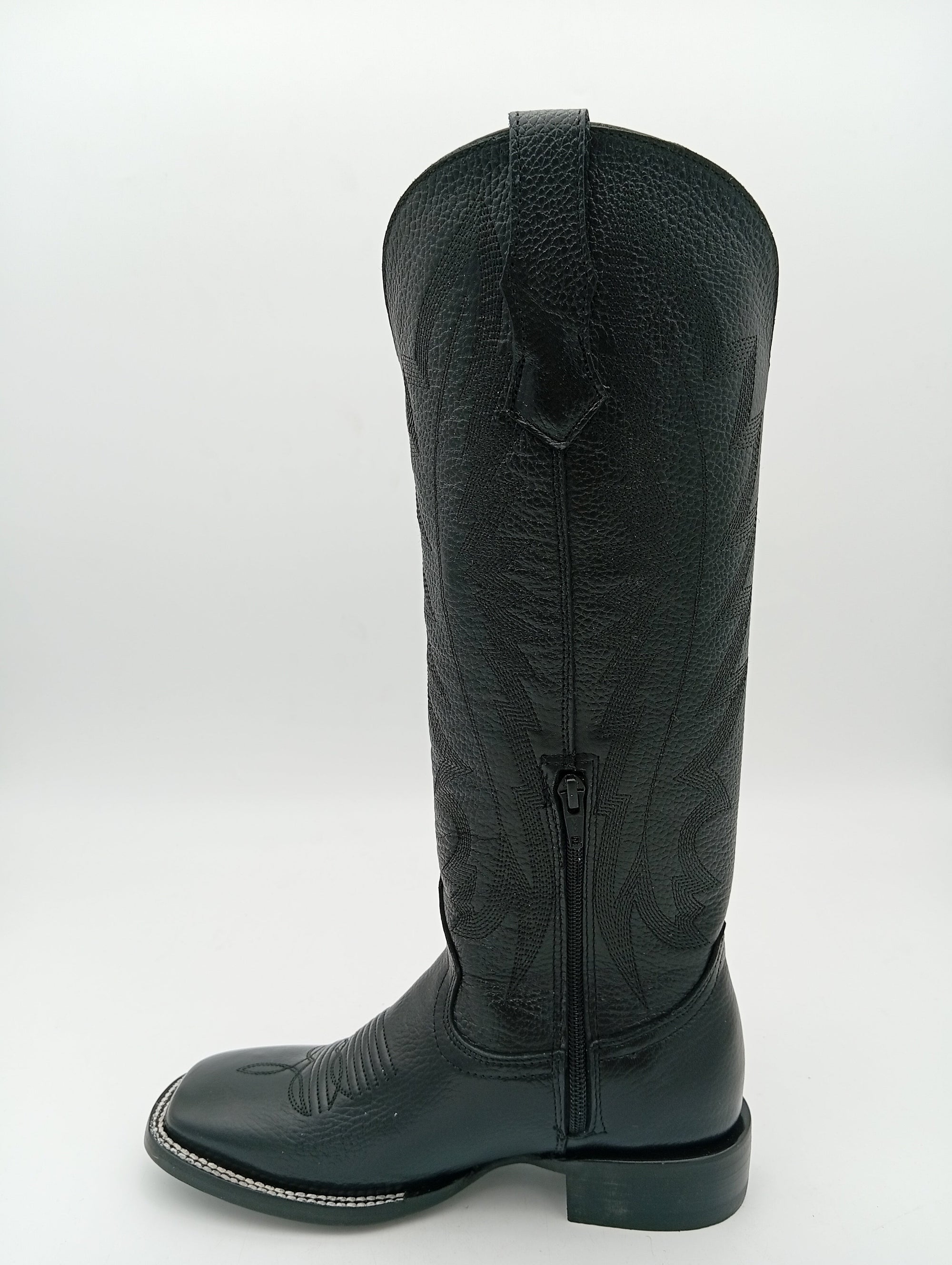 BOTA BUCEFALO BULL DOG LISA NEGRA TUBO ALTO SUELA DE CUERO DAMA