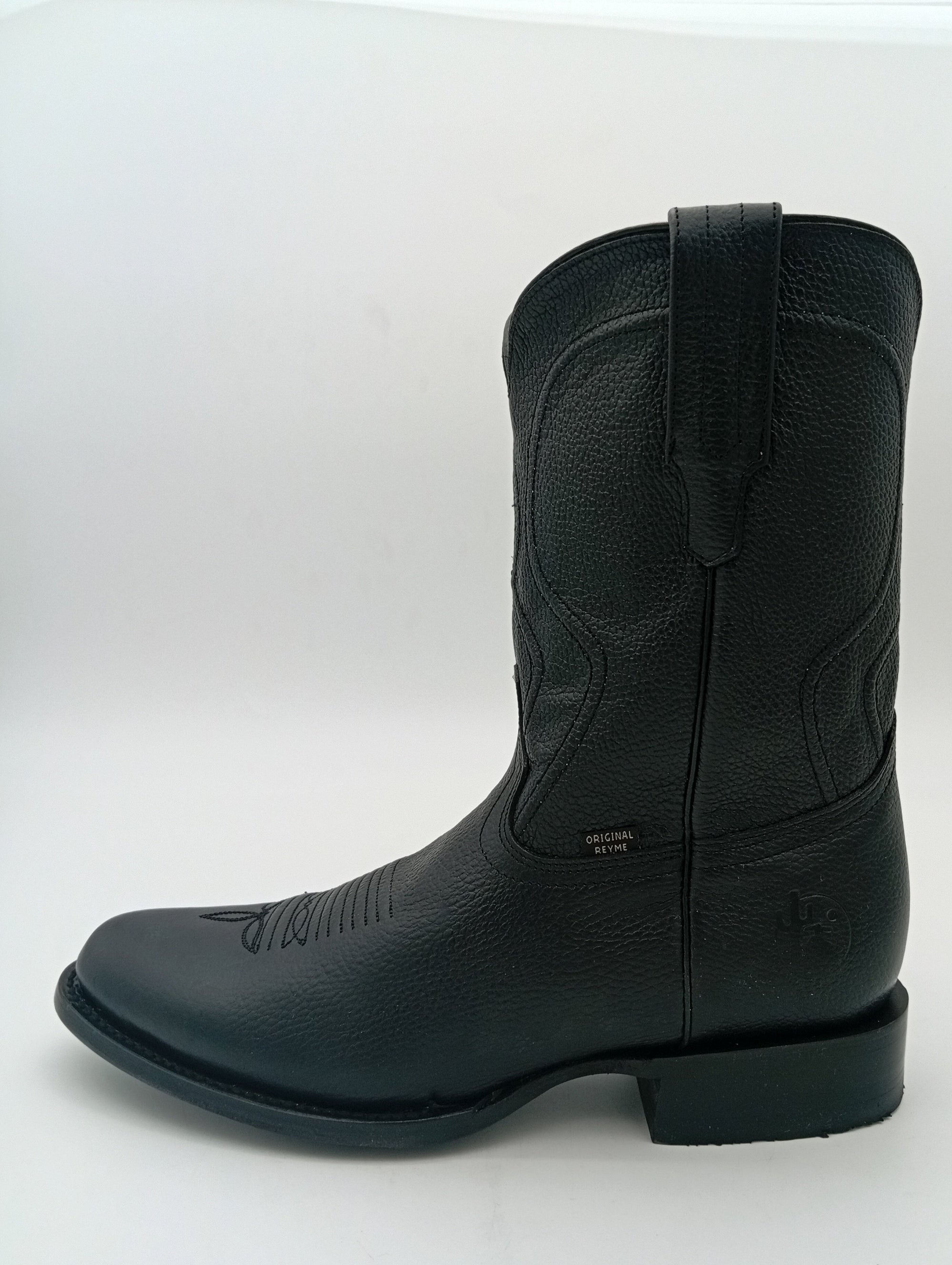 BOTA REYME BRUMA NEGRO OVAL SUELA DE CUERO CABALLERO