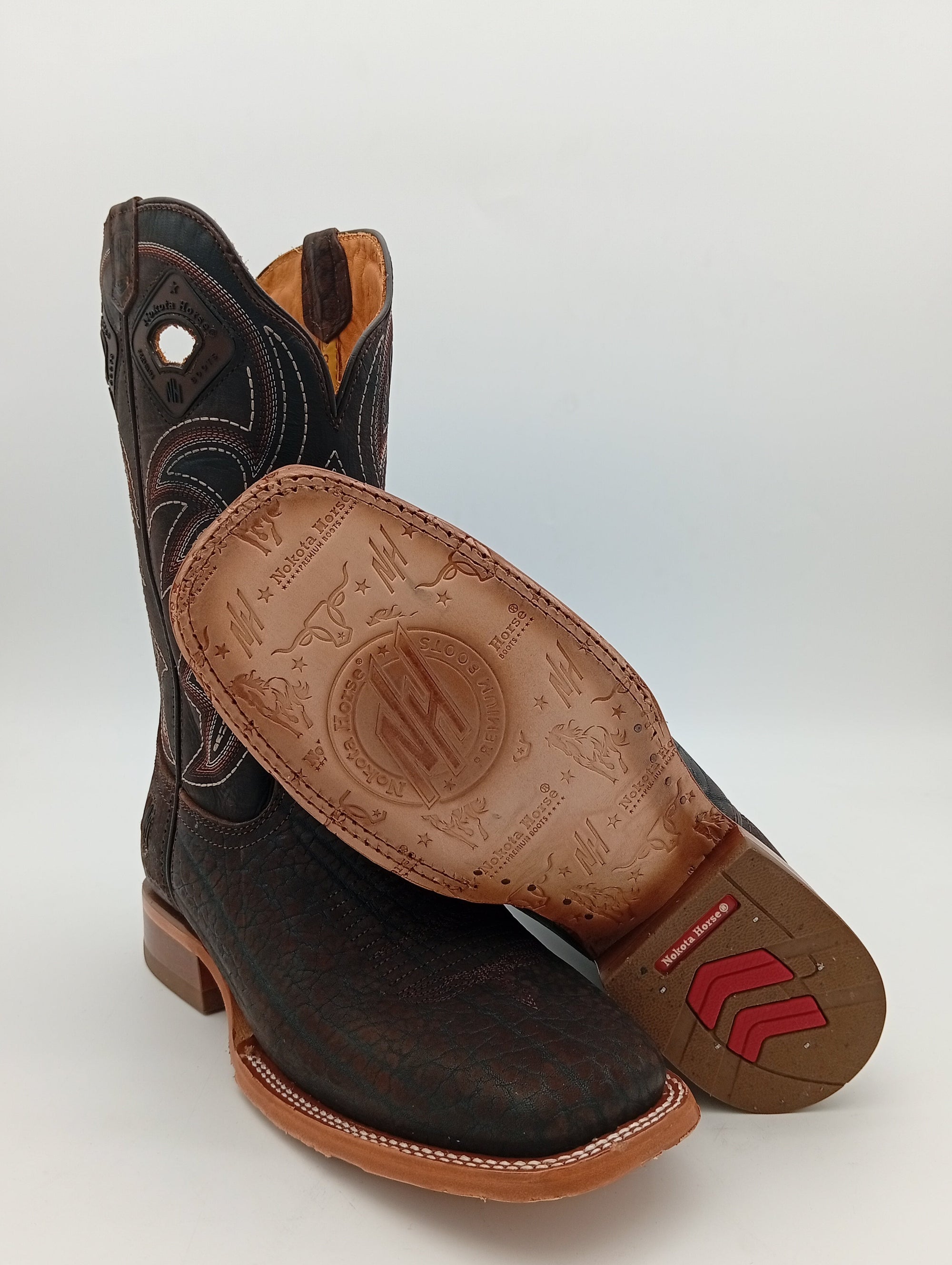 BOTA NOKOTA HORSE CUELLO DE TORO CAFE TABACO SUELA DE CUERO CABALLERO