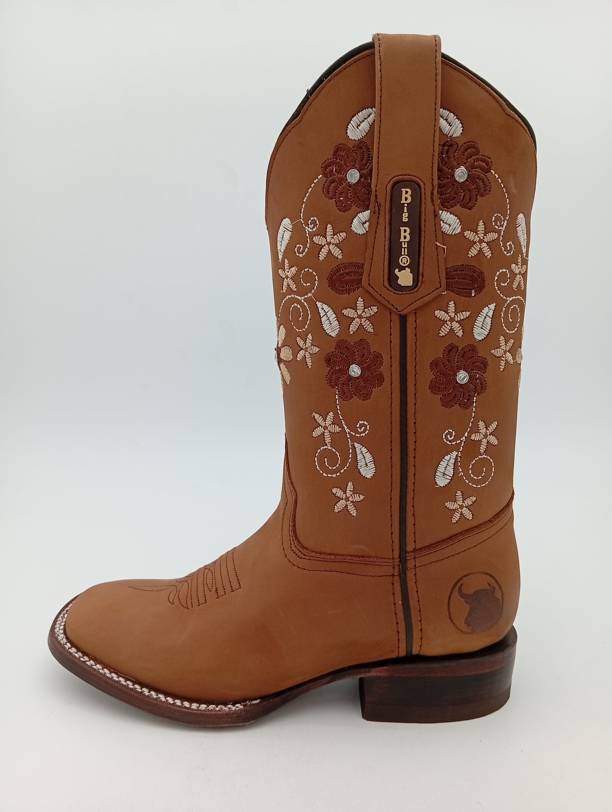 BOTA BIG BULL CRAZY TABACO FLORES CAFE SUELDA DE CUERO DAMA