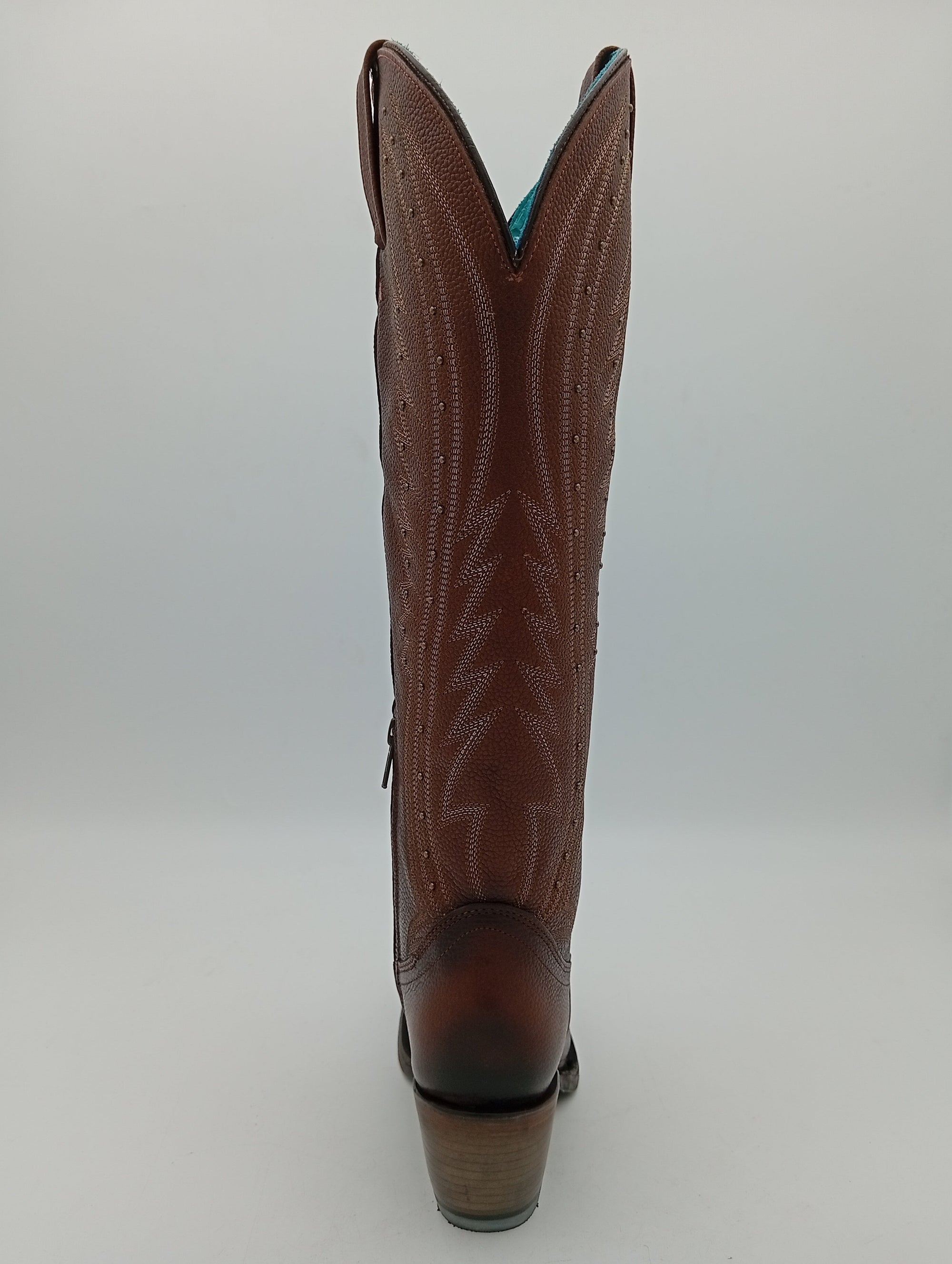 BOTA REYME OVAL NAGA TAN CAFE TUBO ALTO SUELA DE CUERO DAMA