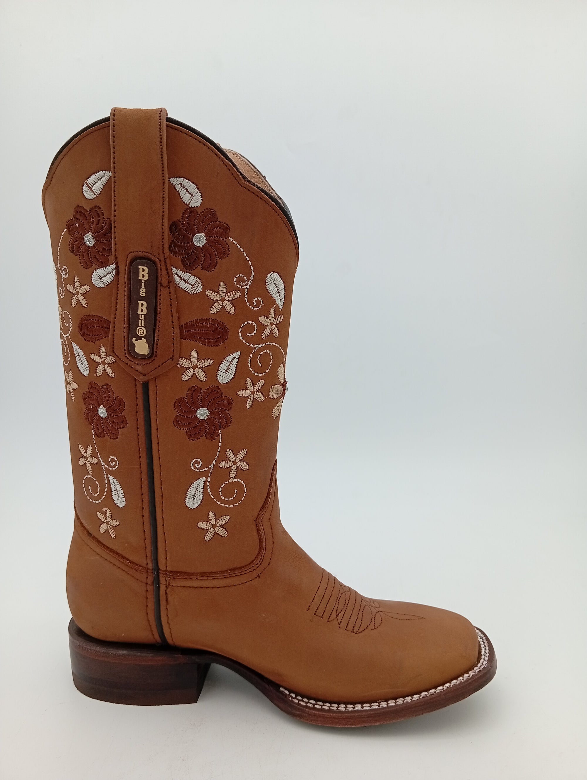 BOTA BIG BULL CRAZY TABACO FLORES CAFE SUELDA DE CUERO DAMA