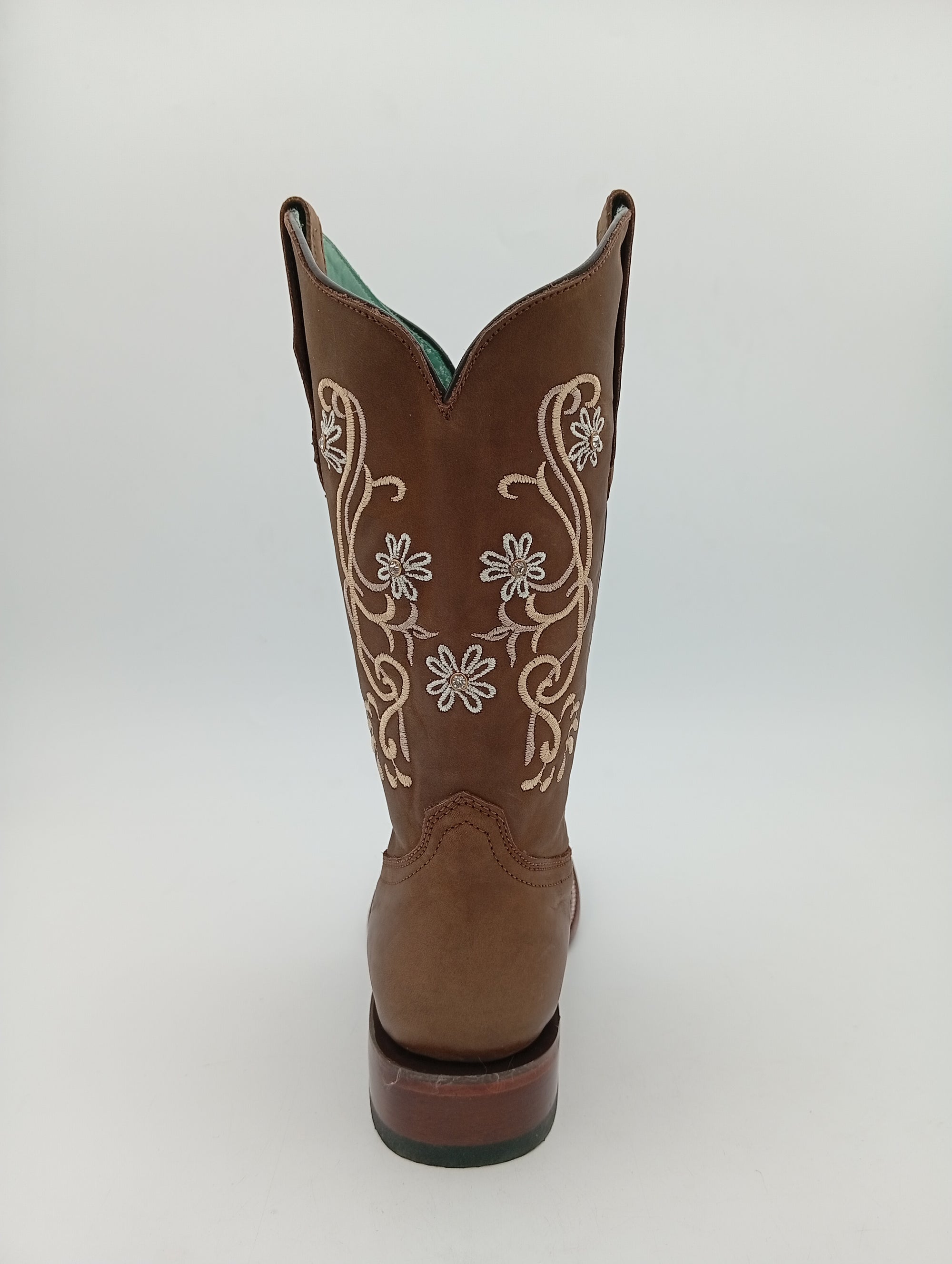 BOTA BUCEFALO BD CRAZY TABACO FLORES BEIGE SUELA DE CUERO DAMA