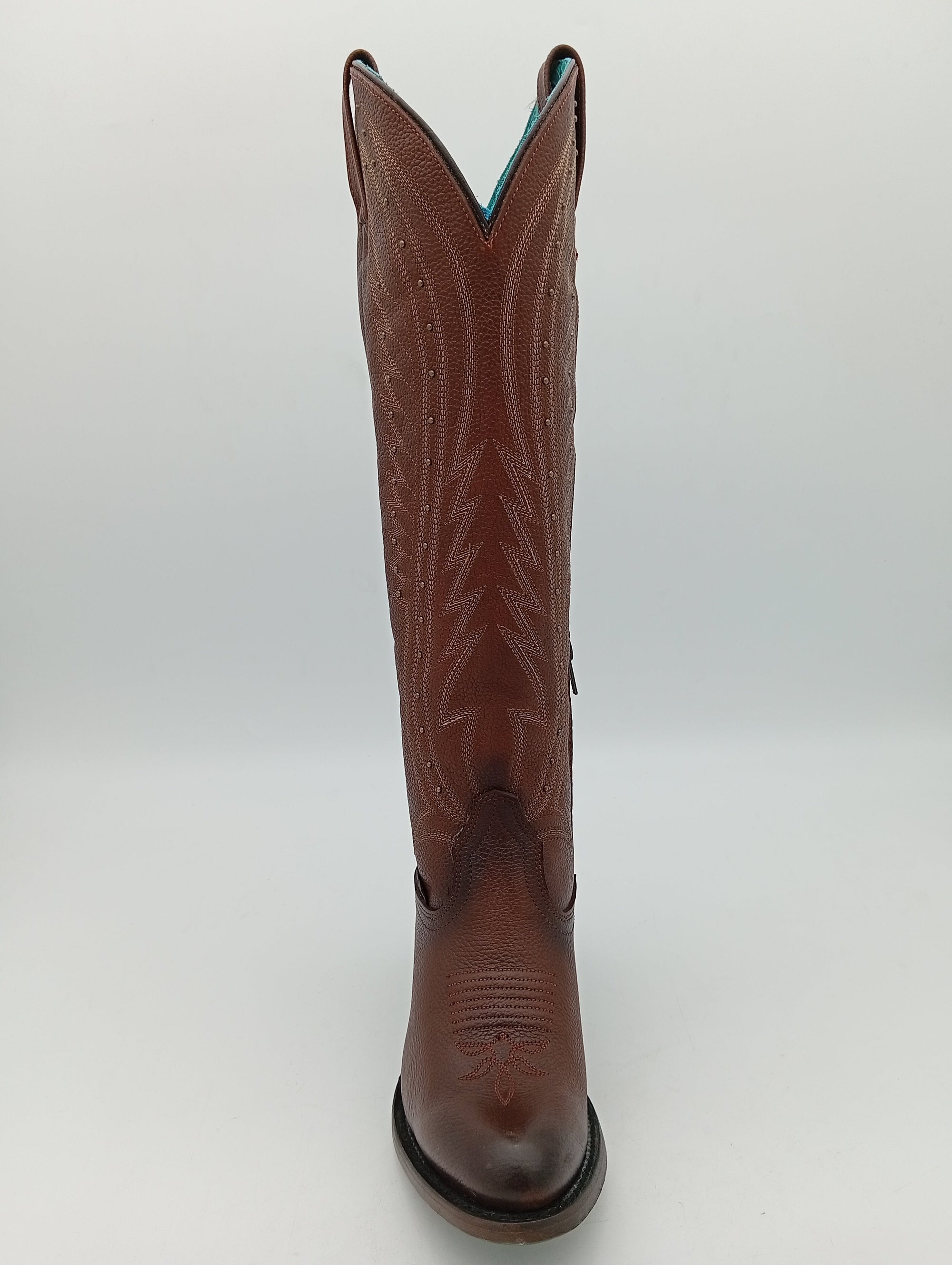 BOTA REYME OVAL NAGA TAN CAFE TUBO ALTO SUELA DE CUERO DAMA