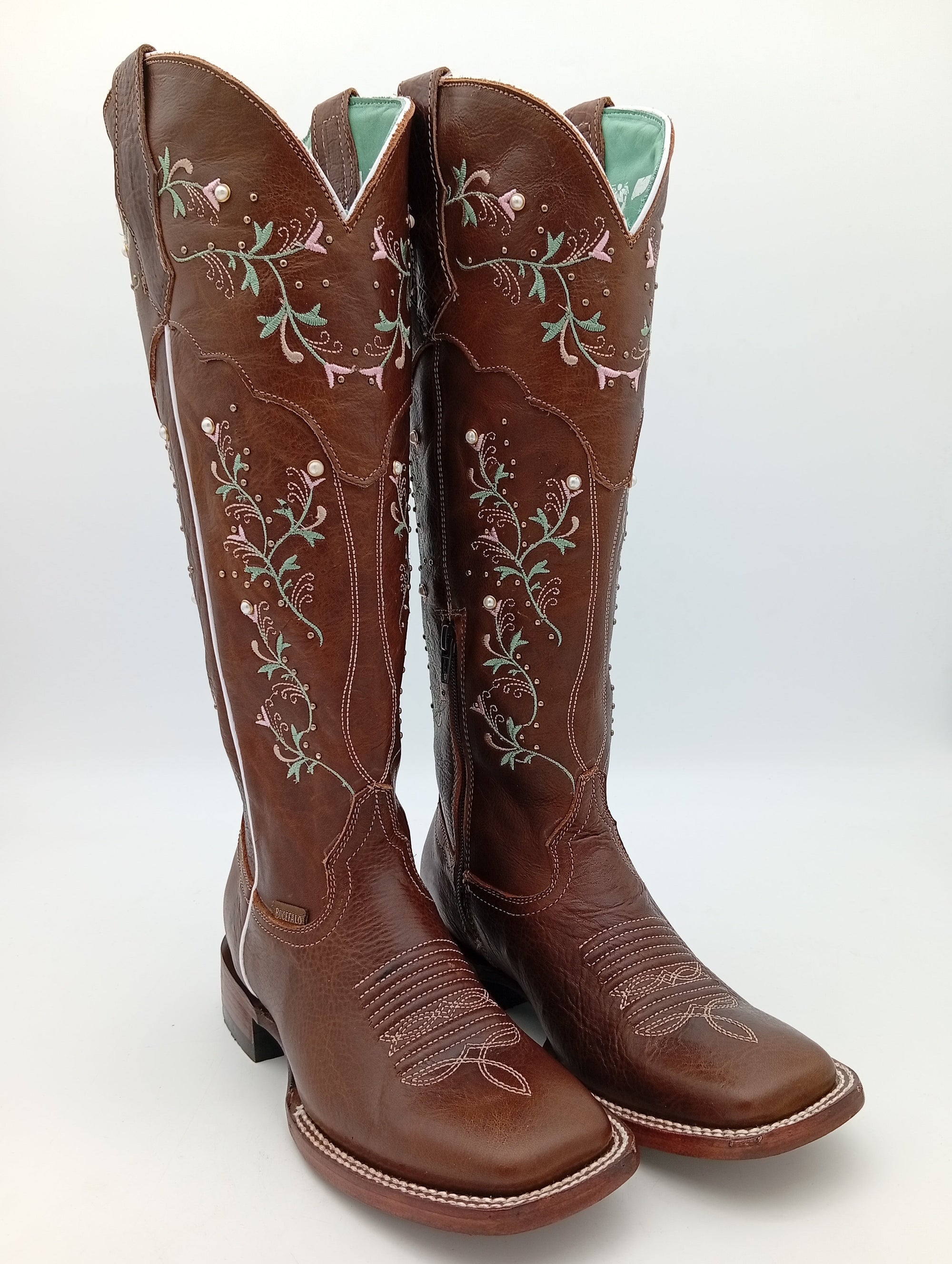 BOTA BUCEFALO BD BUCKAR NAPA FLORES TUBO ALTO DAMA