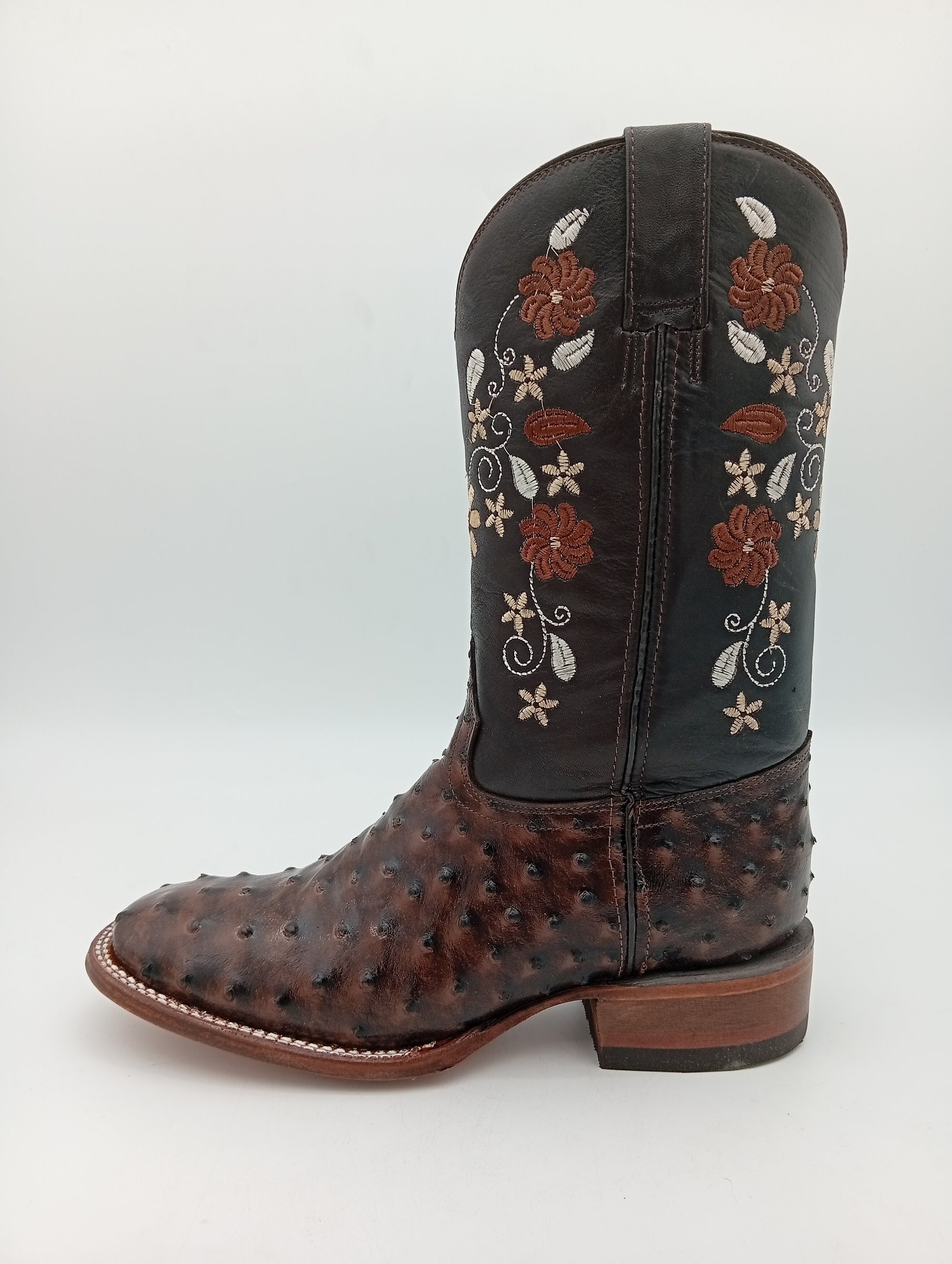 BOTA BIG BULL AVESTRUZ CHOCO DAMA SUELA DE CUERO