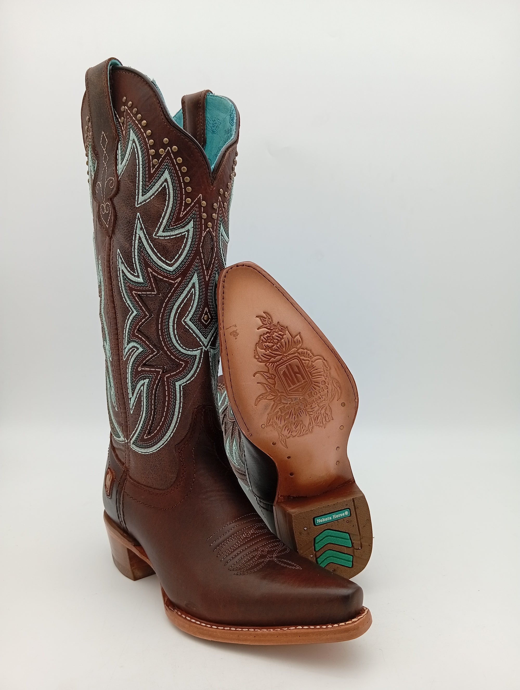 BOTA NOKOTA HORSE VAQUERA CHOCO MENTA SUELA DE CUERO DAMA