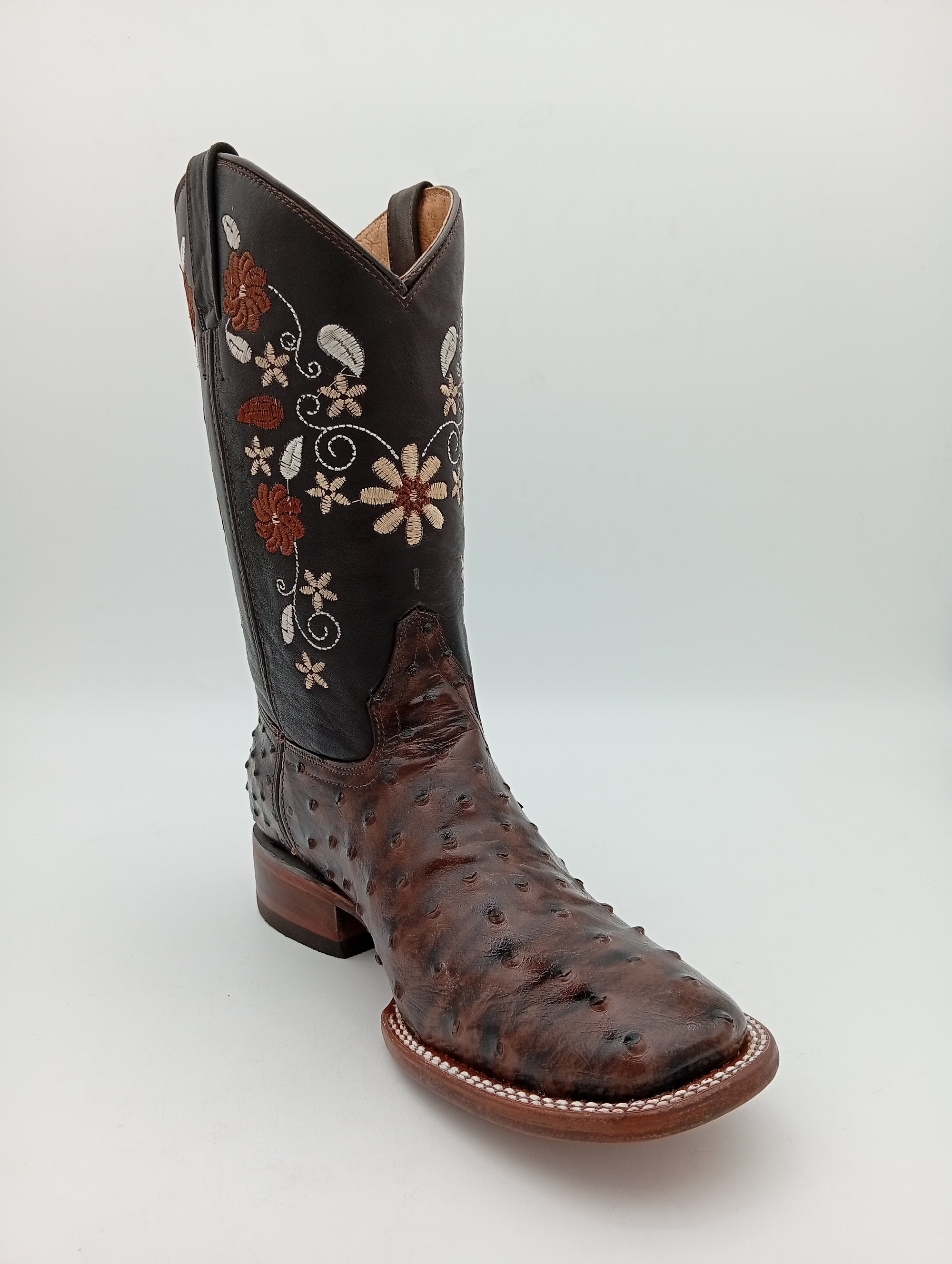 BOTA BIG BULL AVESTRUZ CHOCO DAMA SUELA DE CUERO