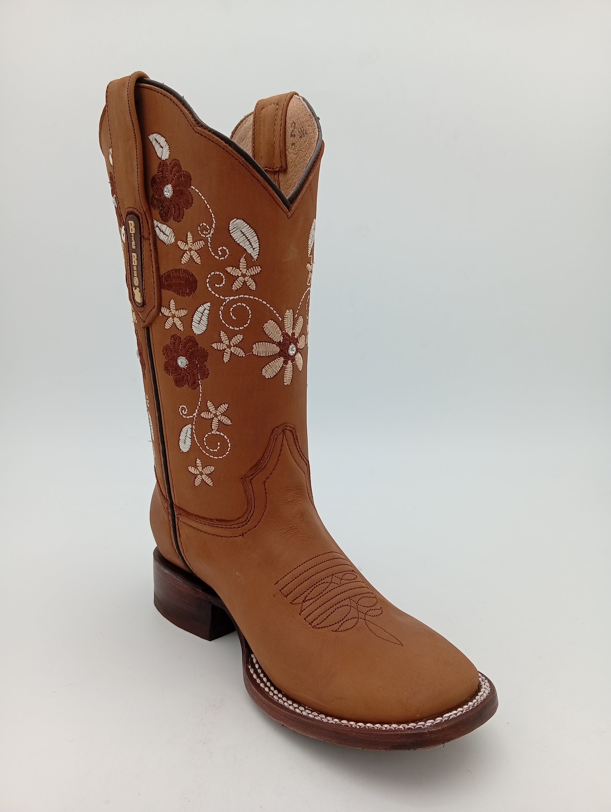 BOTA BIG BULL CRAZY TABACO FLORES CAFE SUELDA DE CUERO DAMA