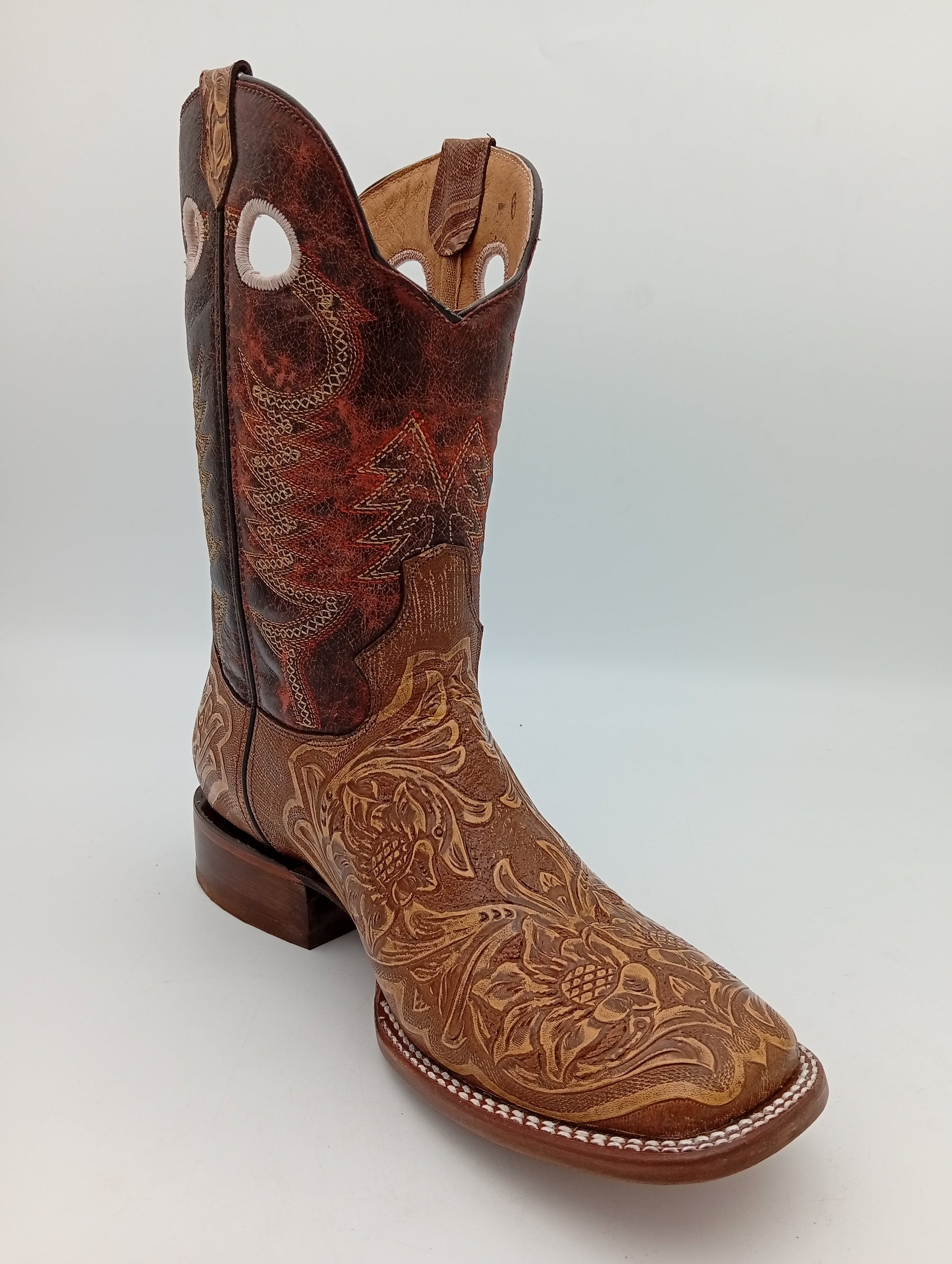 BOTA BIG BULL CINCELADA MIEL SUELA DE CUERO CABALLERO