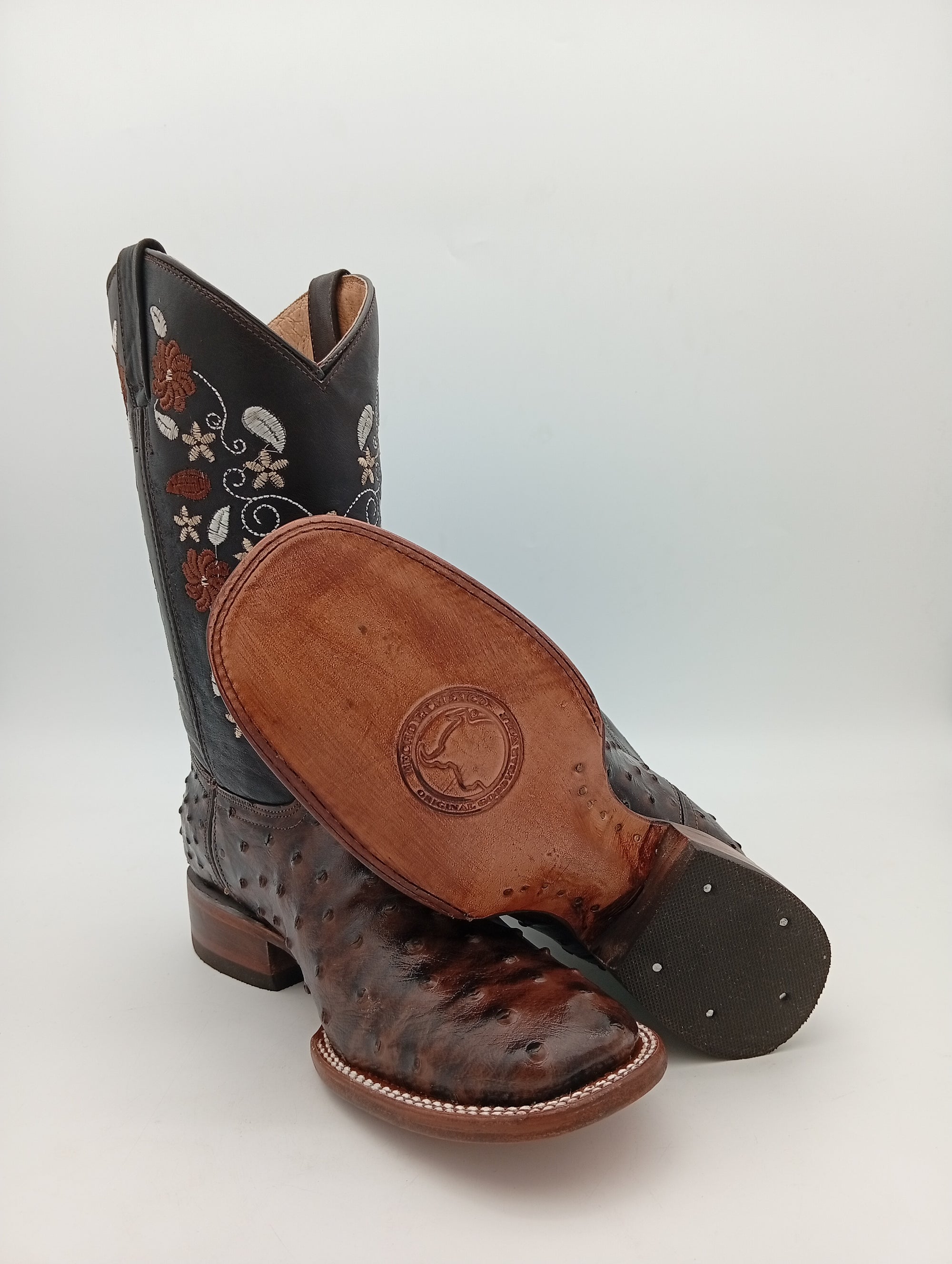 BOTA BIG BULL AVESTRUZ CHOCO DAMA SUELA DE CUERO