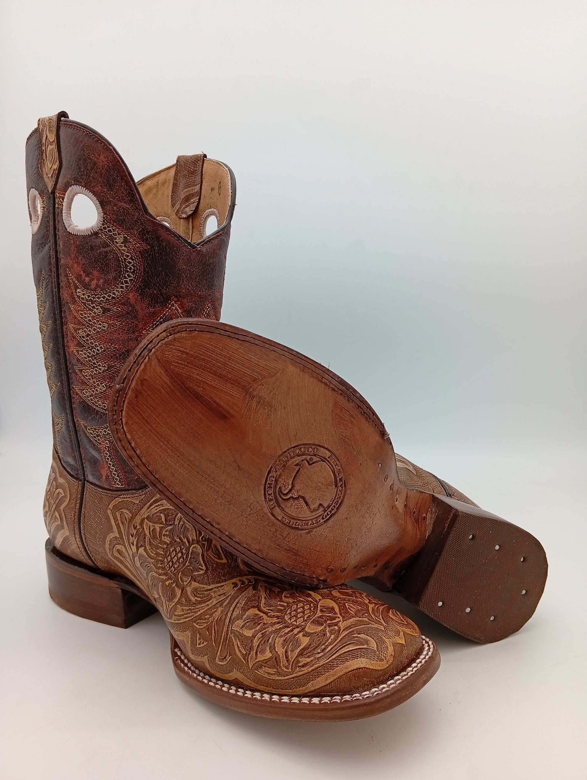 BOTA BIG BULL CINCELADA MIEL SUELA DE CUERO CABALLERO