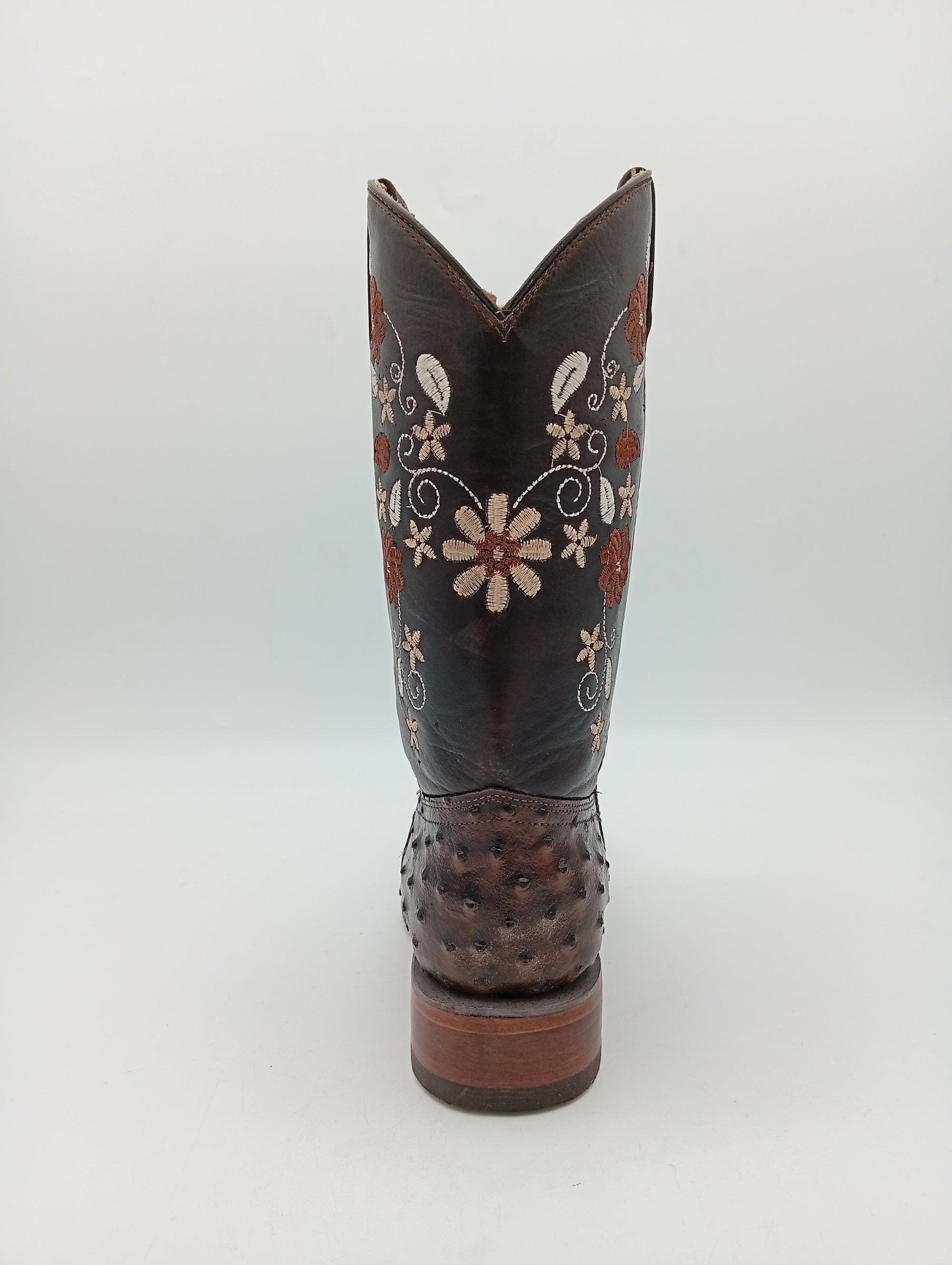 BOTA BIG BULL AVESTRUZ CHOCO DAMA SUELA DE CUERO